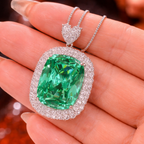 Premium Emerald Shape Silver CZ Anti Tarnish Copper Pendant Chain Bulk