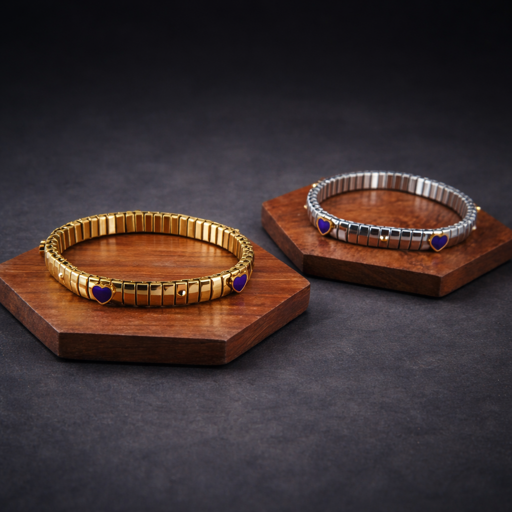 Purple Heart Gold Silver Anti Tarnish Stainless Steel Bracelet Bulk