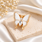 Luxury White Butterfly Design Gold Plated CZ Brass Button Cover Bulk