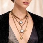 Multi-Layered Vintage Watch & Heart Charm Gold Silver Necklace Bulk