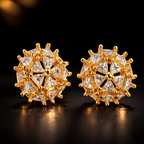 White Geometric Cluster Gold CZ Anti Tarnish Copper Stud Earrings Bulk
