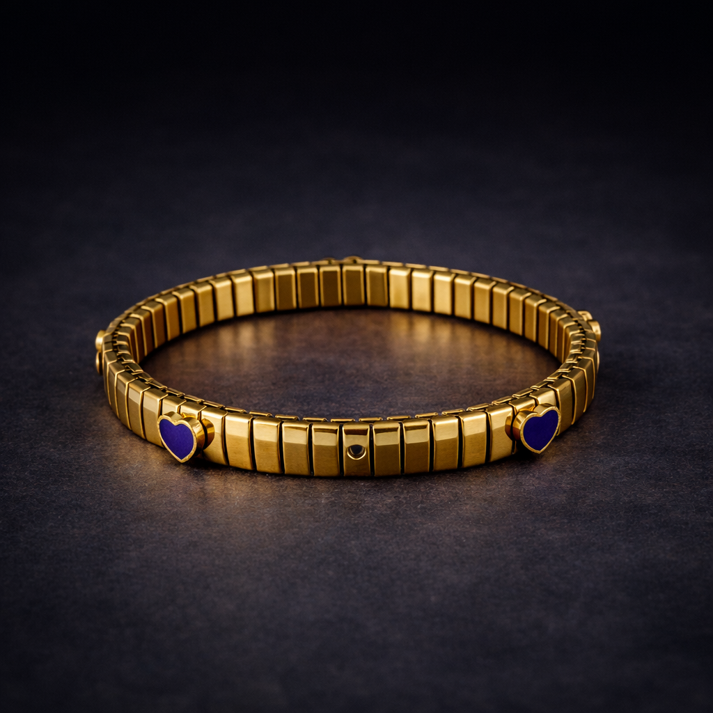 Purple Heart Gold Silver Anti Tarnish Stainless Steel Bracelet Bulk