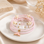 Pastel Coastal Style Starfish Layered Gold Beads Alloy Bracelet Bulk