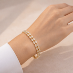 Bulk Elegant Marquise Link Tennis Gold Silver Plated CZ Copper Bracelet