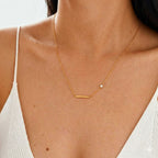 Gold Minimal Bar Plain Stainless Steel Bracelet Pendant Chain Combo Bulk