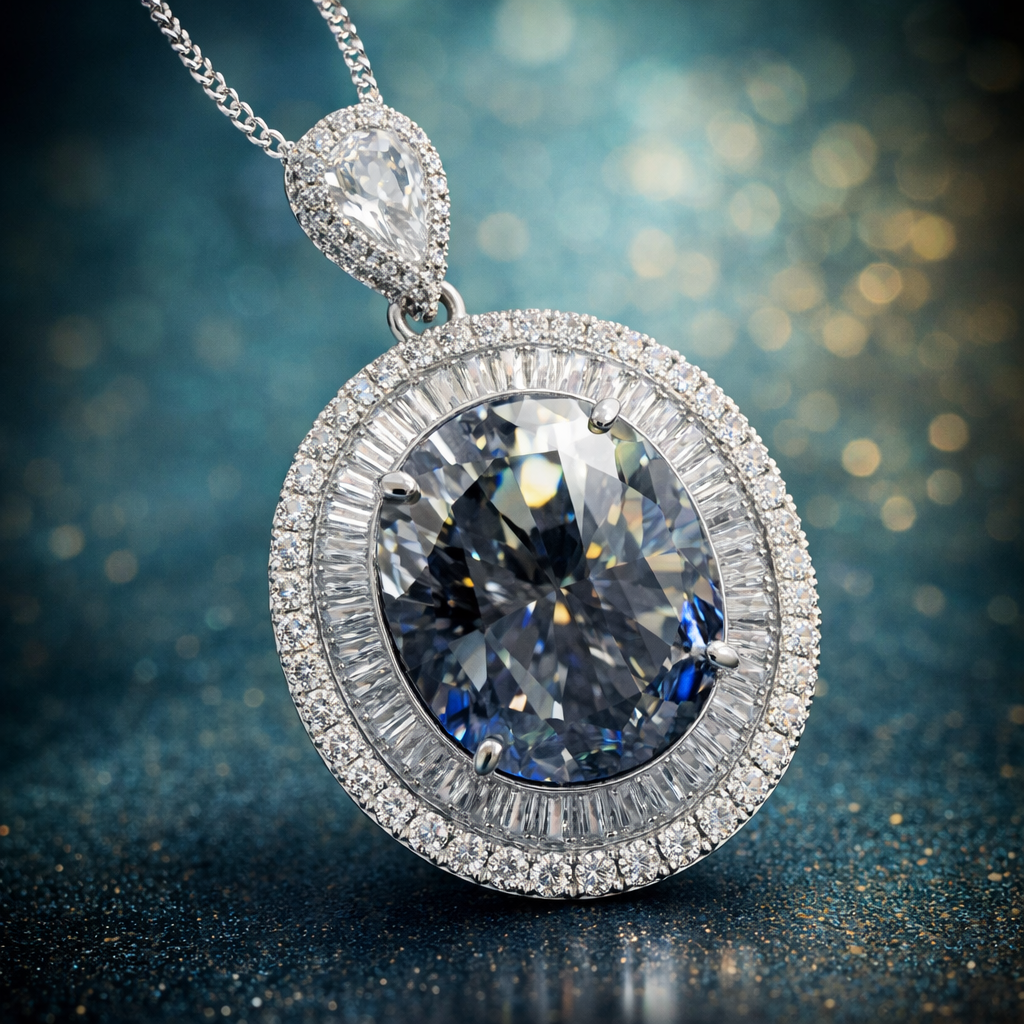 Sparkling Rhodium Silver Plated CZ Anti Tarnish Copper Pendant Bulk