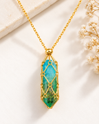 Geometric Crystal Cage Gold Turquoise & Multi Color Crystal Necklace Bulk