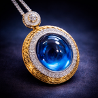 Red Blue Luxury Oval Glass Stone Gold Silver CZ Copper Pendant Bulk