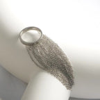 Surface Link Chain Silver Stainless Steel Adjustable Ring Women Bulk