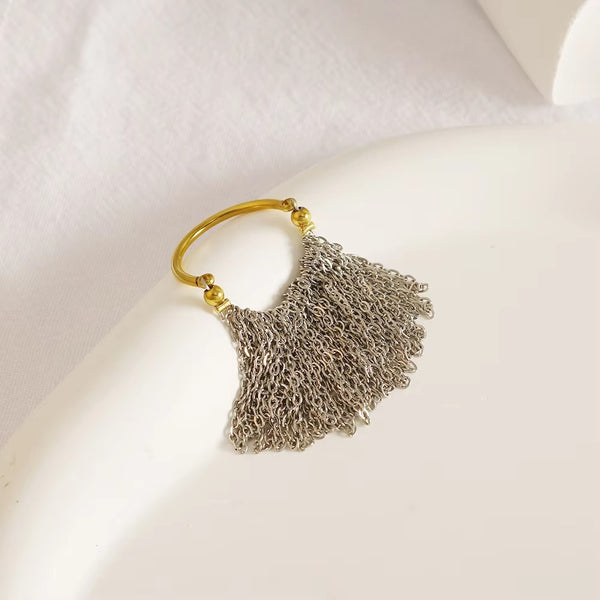 Two Tone Surface Link Chain Gold Silver Stainless Steel Ring Bulk Secondary image