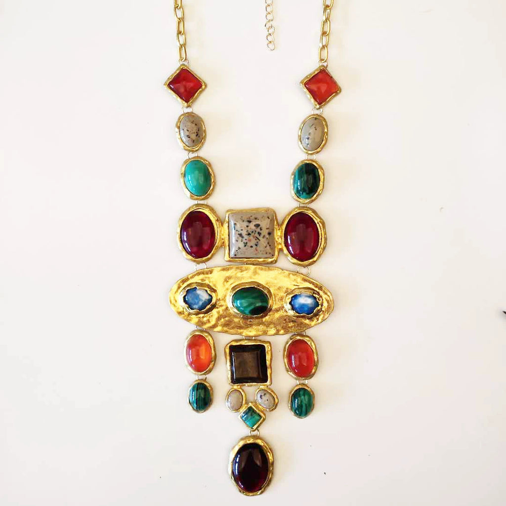 Wholesale Multi Color Gold Plated Beads Alloy Necklace For Women