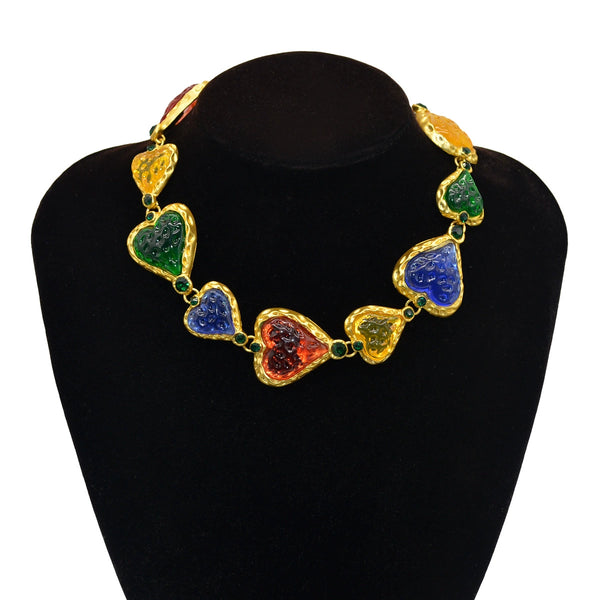 Bulk Multi Color Heart Gold Plated Beads Cubic Zirconia Alloy Necklace Main image