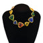 Bulk Multi Color Heart Gold Plated Beads Cubic Zirconia Alloy Necklace