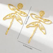 Wholesale Gold Plated Dragonfly Alloy Statement Earrings