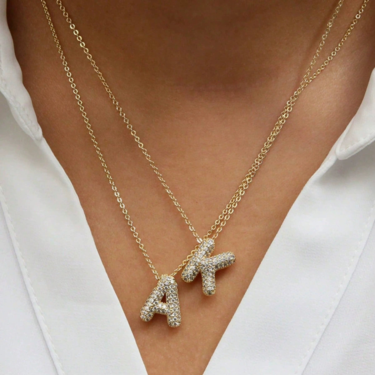 Wholesale Letter Gold Plated CZ Anti Tarnish Copper Pendant  For Women Secondary image