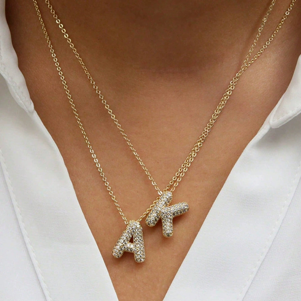 Wholesale Letter Gold Plated CZ Anti Tarnish Copper Pendant  For Women
