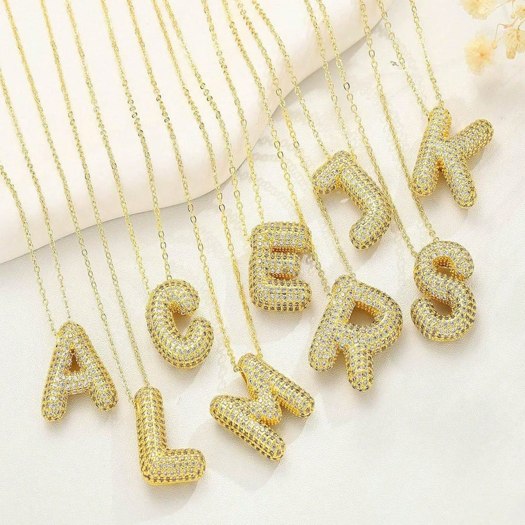 Wholesale Letter Gold Plated CZ Anti Tarnish Copper Pendant  For Women