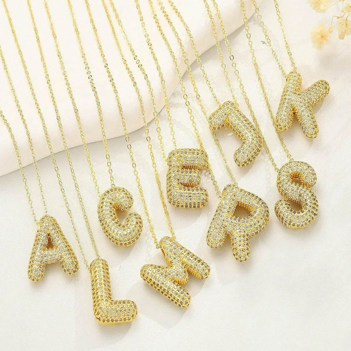 Wholesale Letter Gold Plated CZ Anti Tarnish Copper Pendant  For Women