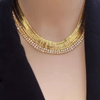 Bulk Gold White Layered Choker Gold Plated Cubic Zirconia Necklace