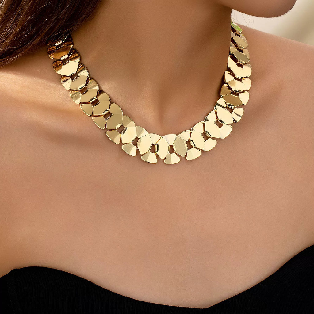 Wholesale Links Gold Plated Plain Alloy Necklace For Women