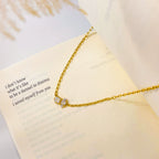 Bulk White Square Eye Round Gold Plated CZ Pendant Chain Necklace