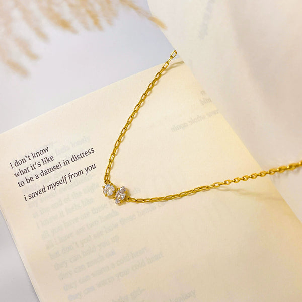 Bulk White Square Eye Round Gold Plated CZ Pendant Chain Necklace Secondary image