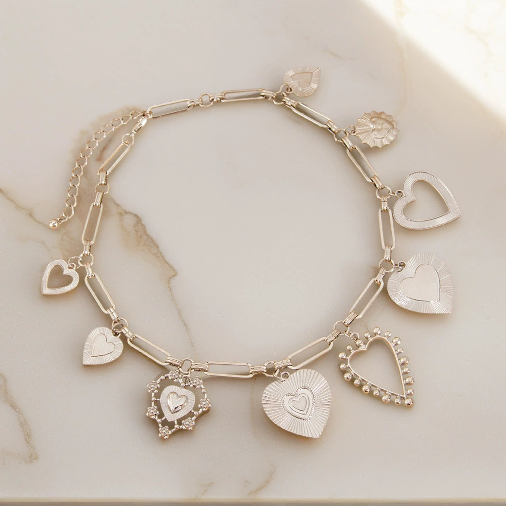 Bulk Heart Gold Silver Plated Cubic Zirconia Alloy Necklace For Women