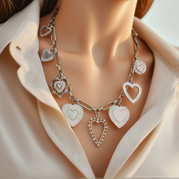 Bulk Heart Gold Silver Plated Cubic Zirconia Alloy Necklace For Women Secondary image