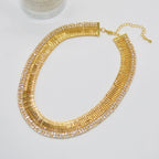 Bulk Gold White Layered Choker Gold Plated Cubic Zirconia Necklace