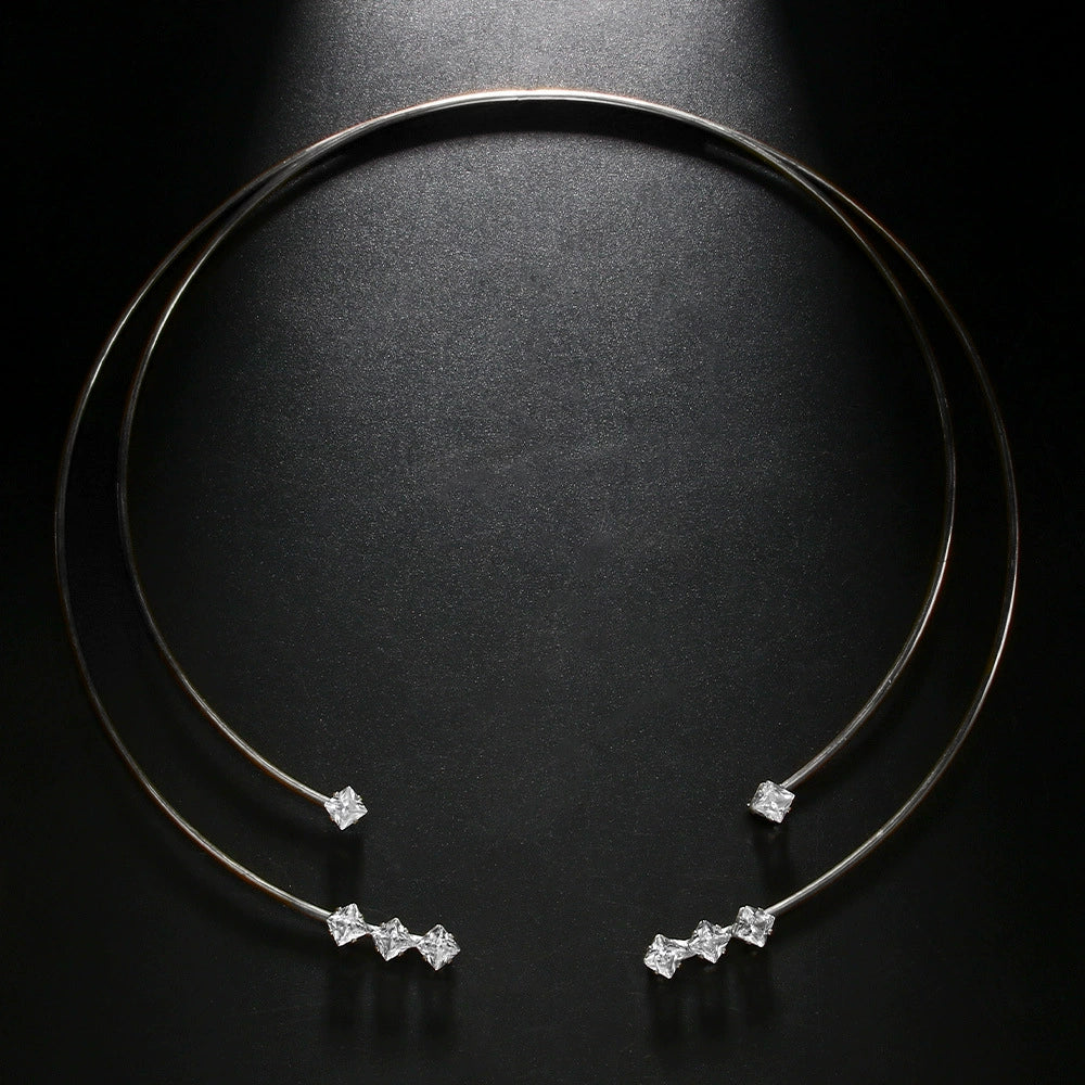 Wholesale Silver Choker Silver Plated CZ Alloy Necklace For Women
