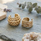 Modern Gold Silver Multi-Row Beaded Twisted Metal Ear Cuff Earrings Bulk
