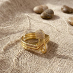 Designer Multi Layer Gold CZ Copper Anti Tarnish Cocktail Ring Bulk