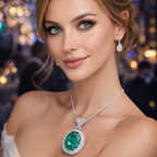 Premium Royal Halo Oval Cut Silver CZ Anti Tarnish Copper Pendant Bulk