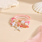 Pink Layered Trendy Beach Style Gold Pearl Beads Bracelet Wholesale