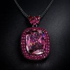 Luxury Emerald Cut Black CZ Anti Tarnish Copper Pendant Chain Wholesale