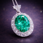 Premium Royal Halo Oval Cut Silver CZ Anti Tarnish Copper Pendant Bulk