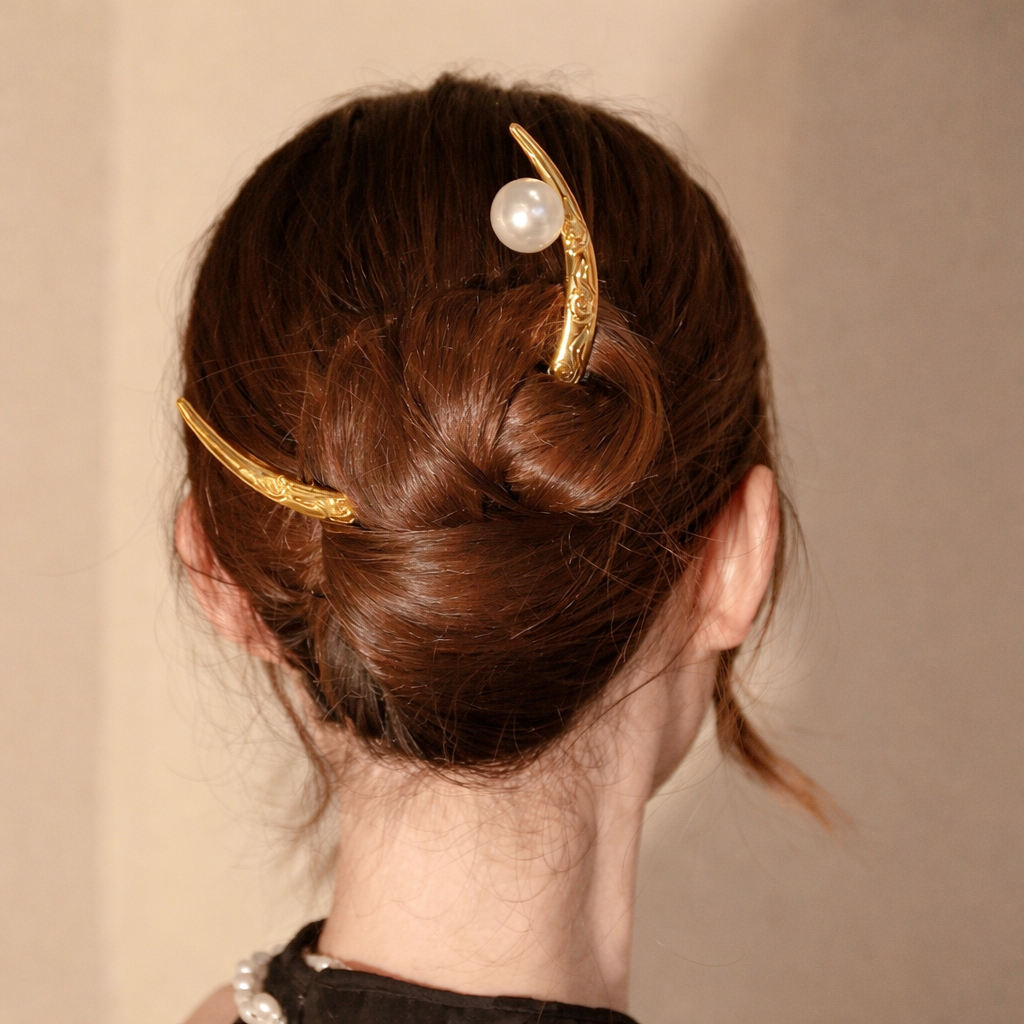 Designer Crescent Moon Gold Silver Plated Pearl Hair Accessories Bulk