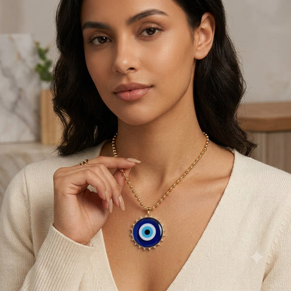 Multi Color Evil Eye Gold Plated Enamel CZ Beads Alloy Necklace Bulk Secondary image