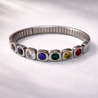 Wholesale Stretchable Square Design Silver CZ Stainless Steel Bracelet