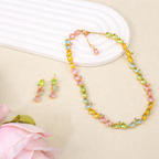 Multi Color Designer Oval-Cut Gold CZ Copper Necklace Combo Set Bulk
