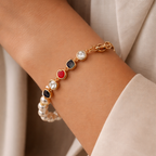 Bulk Multi Color Designer Gold Pearl CZ Anti Tarnish Copper Bracelet