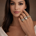 Heart Modern Dual Tone Gold Silver Plated Adjustable Combo Ring Bulk