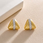 Gold Silver Geometric Cubic Zirconia Copper Stud Earrings For Women Bulk