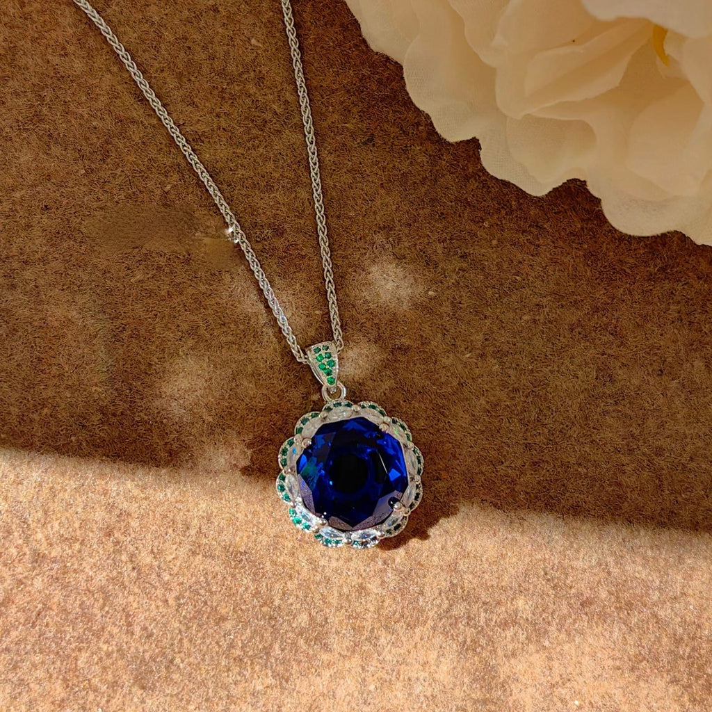 Multi Color Emerald Floral Silver Cubic Zirconia Copper Necklace Combo Bulk