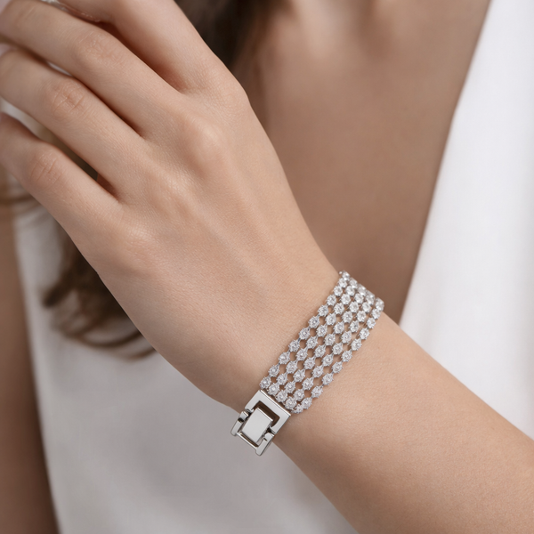 Bulk Layered Marquise Cut Tennis Style Gold Silver CZ Copper Bracelet Main image