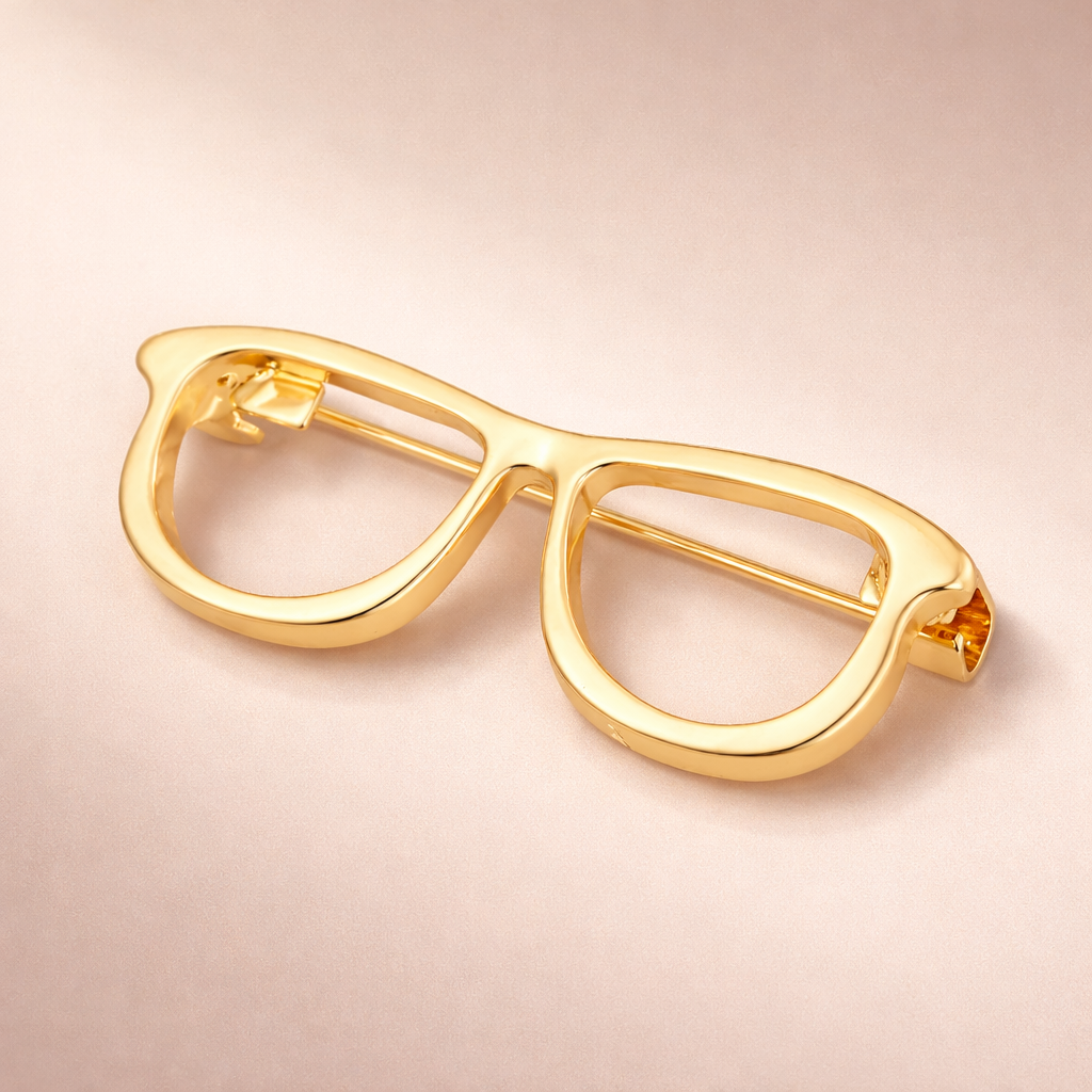 Modern Eyeglass Gold Silver Plated Plain Alloy Brooch For Unisex Bulk