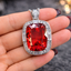 Luxury Cushion Shape Silver CZ Anti Tarnish Copper Pendant Chain Bulk