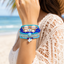 Blue Stone White Shell Starfish Evil Eye Gold Pearl Beads Bracelet Bulk