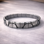 Bulk Stretchable Two Tone Link Gold Silver Plain Stainless Steel Bracelet