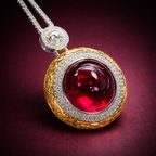 Red Blue Luxury Oval Glass Stone Gold Silver CZ Copper Pendant Bulk